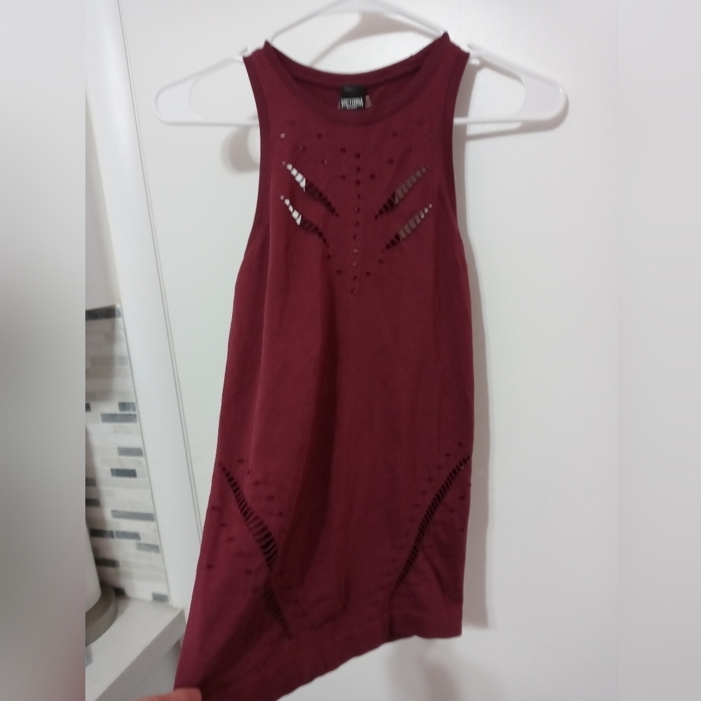 Victoria's Sport Athletic All Over Cut Out Racerback Maroon Tank Top
